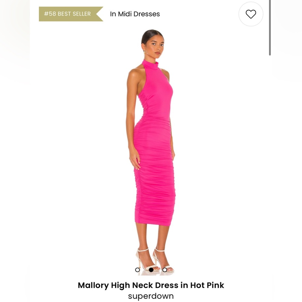 REVOLVE MALLORY HIGH NECK HALTER DRESS IN HOT PINK SUPERDOWN XXS